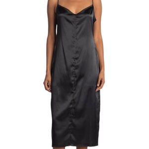 Elegant Black Satin Slip Dress